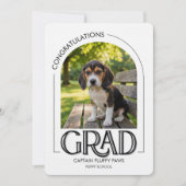 Dog Training School Pet Photo Black Graduation 案内状 (正面)