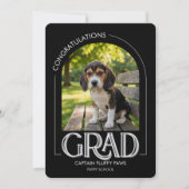 Dog Training School Pet Photo Black Graduation 案内状 (正面)