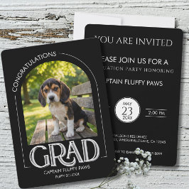 Dog Training School Pet Photo Black Graduation 案内状