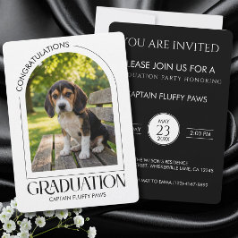 Dog Training School Pet Photo Black Graduation  案内状