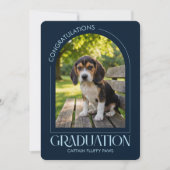 Dog Training School Pet Photo Blue Graduation  案内状 (正面)
