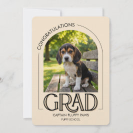 Dog Training School Pet Photo Champagne Graduation 案内状