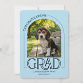 Dog Training School Pet Photo Navy Blue Graduation 案内状 (正面)