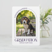 Dog Training School Pet Photo Purple Graduation  案内状 (スタンド正面)