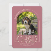 Dog Training School Pet Photo Rose Gold Graduation 案内状 (正面)