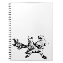 Dog Trio Notebook – Black & White Ink Cover ノートブック