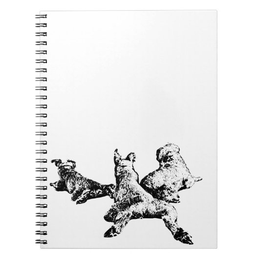 Dog Trio Notebook – Black & White Ink Cover ノートブック (正面)