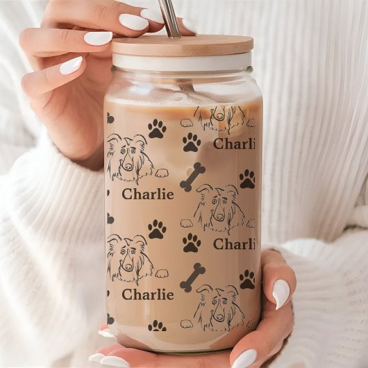 Dog tumbler with Name paws  gifts for dog lovers ガラス缶