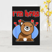 Dog Valentine Couple Design For Men - Im Hers  カード (黄色い花)