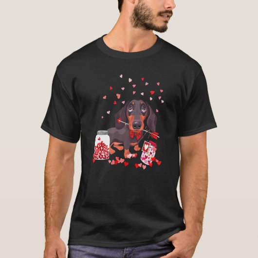 Dog Valentine Cute Dachshund Valentine's Day 1 Tシャツ (正面)