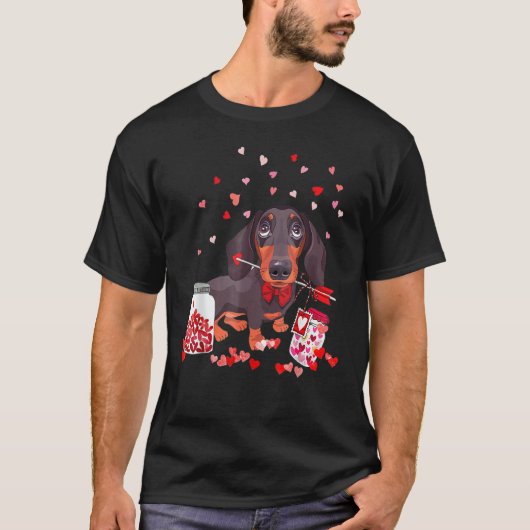 Dog Valentine Cute Dachshund Valentine's Day Tシャツ (正面)