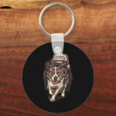 Dog Waking Professional Dog Walker Hat Graphic キーホルダー (正面)