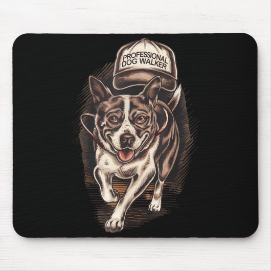 Dog Waking Professional Dog Walker Hat Graphic  マウスパッド (正面)