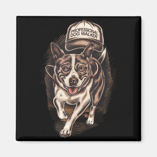Dog Waking Professional Dog Walker Hat Graphic  マグネット (正面)