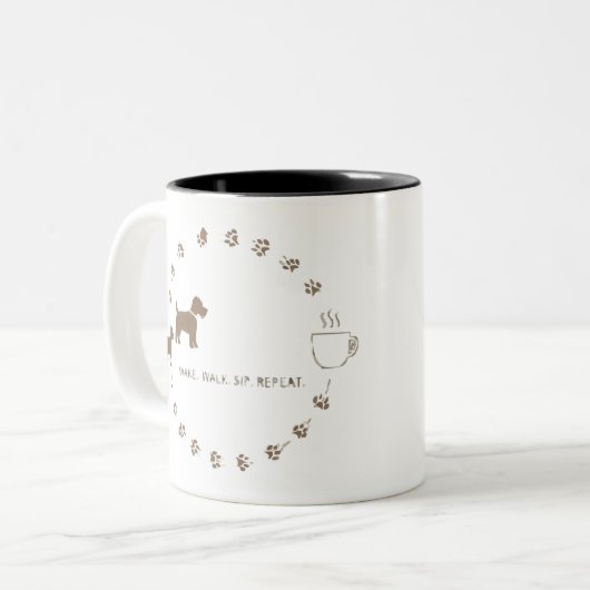 Dog Walk & Coffee Routine Mug ツートーンマグカップ (正面左)