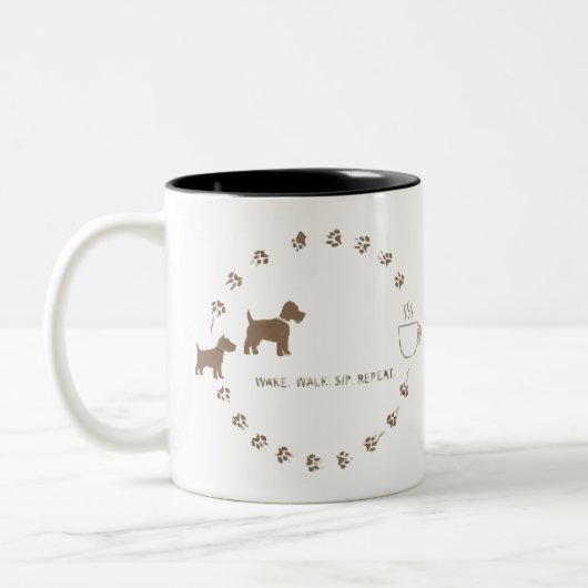 Dog Walk & Coffee Routine Mug ツートーンマグカップ (左)
