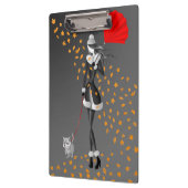 Dog Walker Autumn Leaves Grey クリップボード (左)