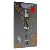 Dog Walker Autumn Leaves Grey クリップボード (右)