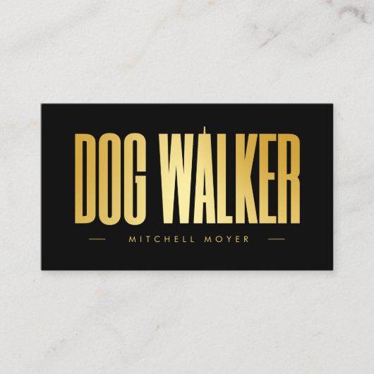 Dog Walker Black And Gold 名刺 (正面)