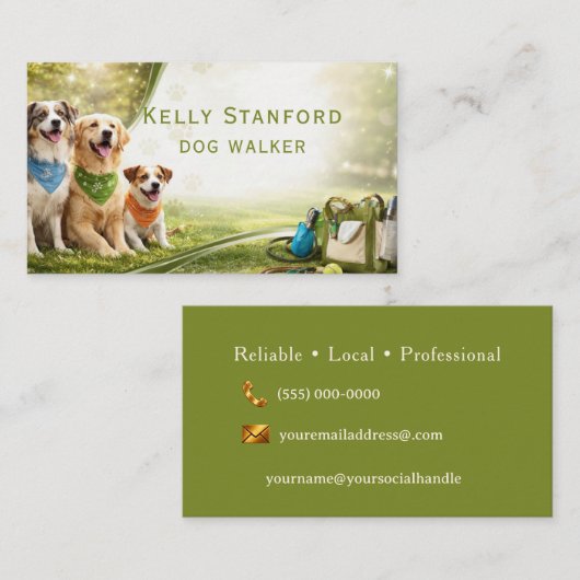 Dog Walker  Business Card 名刺 (正面/裏面)