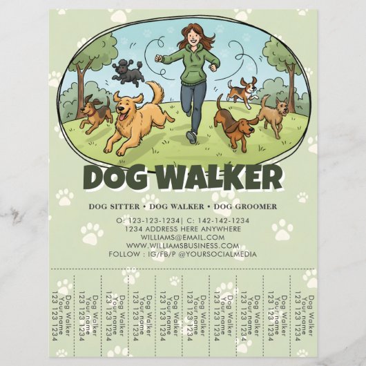 Dog Walker Dog Walking Service Custom チラシ (正面)