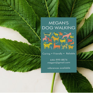 Dog Walker Groomer Colorful Funny Dogs Puppy Vets 名刺