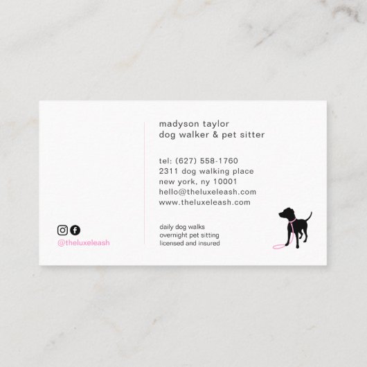 Dog Walker Pet Sitter Groomer | Custom Pet Care 名刺 (裏面)