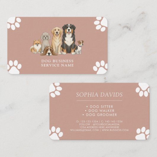 Dog Walker Pet Sitting Business  名刺 (正面/裏面)
