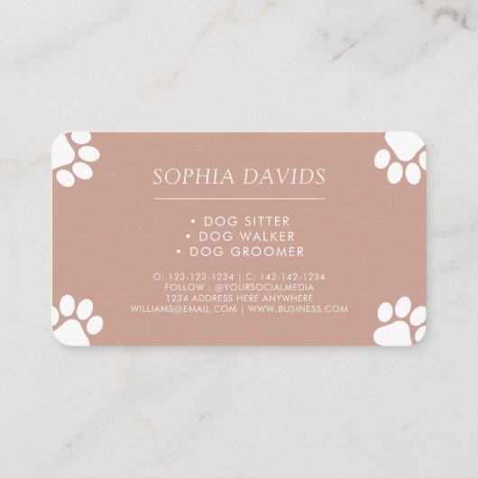 Dog Walker Pet Sitting Business  名刺 (裏面)