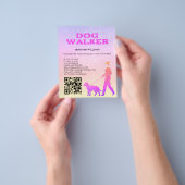 Dog Walker Pink Gold Glitter QR Code Pet Services チラシ (手)