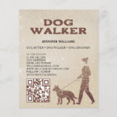 Dog Walker Pink Gold Glitter QR Code Pet Services チラシ (裏面)