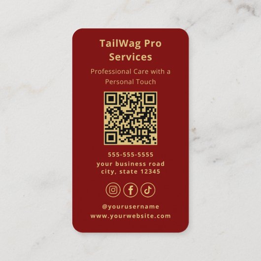 Dog Walker Trainer Sitter Modern Pet Care Service 名刺 (裏面)