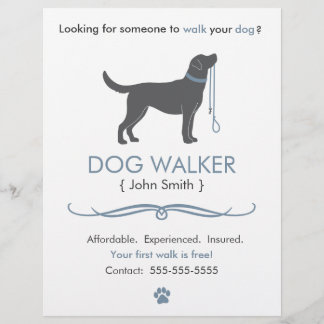 Dog Walker/Walking Business Flyer Template チラシ