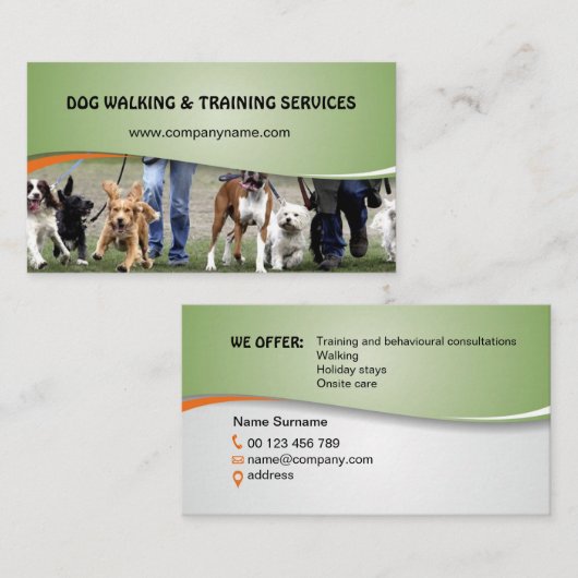 Dog walking and training services 名刺 (正面/裏面)