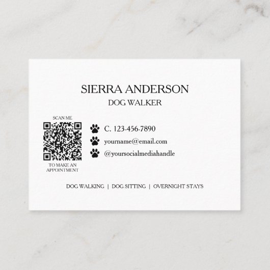 Dog Walking Pet Sitting QR Code 名刺 (裏面)