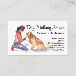 Dog Walking Service Pet Care Watercolor 名刺