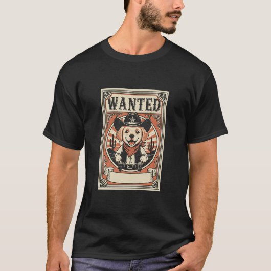 Dog wasted Cute Western cowboy sheriff hat  Tシャツ (正面)