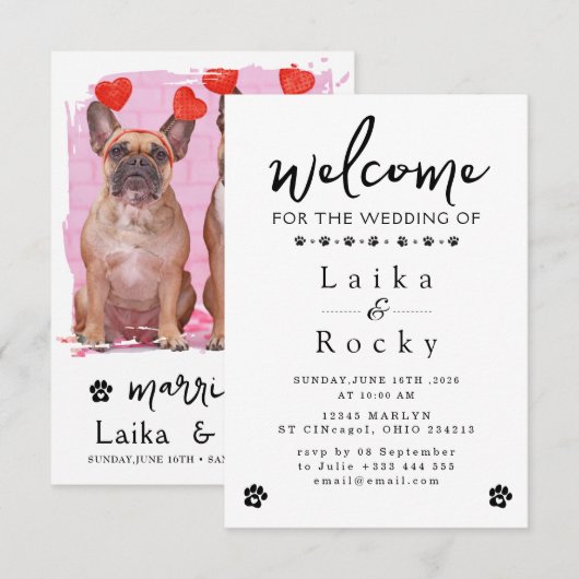 Dog Wedding Invitation セーブザデート (正面/裏面)