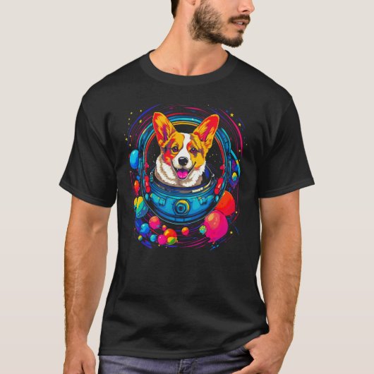 Dog Welsh Corgi Astronaut Tシャツ (正面)