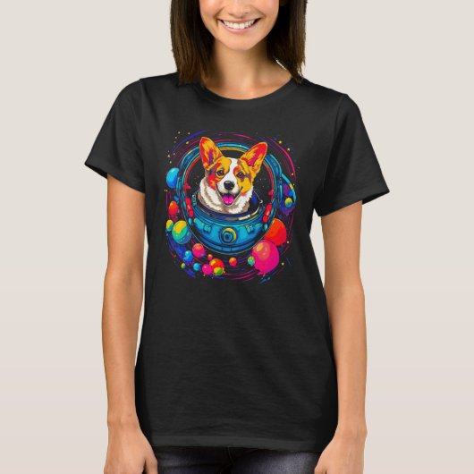 Dog Welsh Corgi Astronaut Tシャツ (正面)