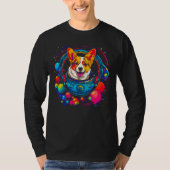 Dog Welsh Corgi Astronaut Tシャツ (正面)