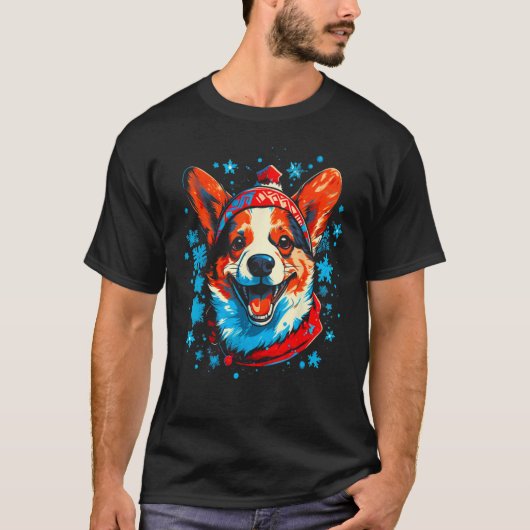 Dog Welsh Corgi Christmas Santa Hat Tシャツ (正面)