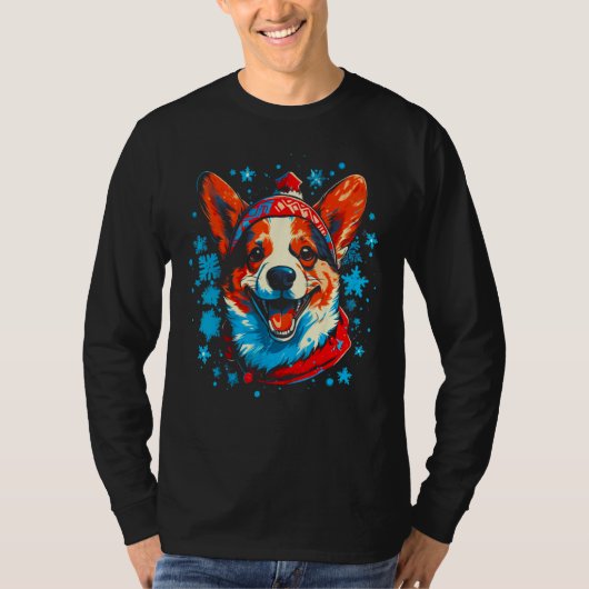 Dog Welsh Corgi Christmas Santa Hat Tシャツ (正面)