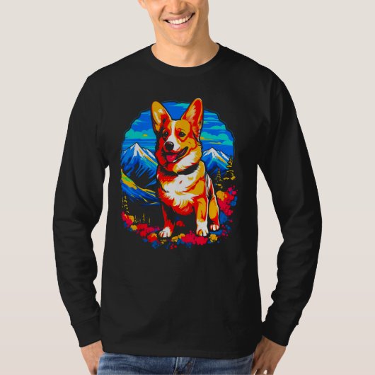 Dog Welsh Corgi Hiking Tシャツ (正面)