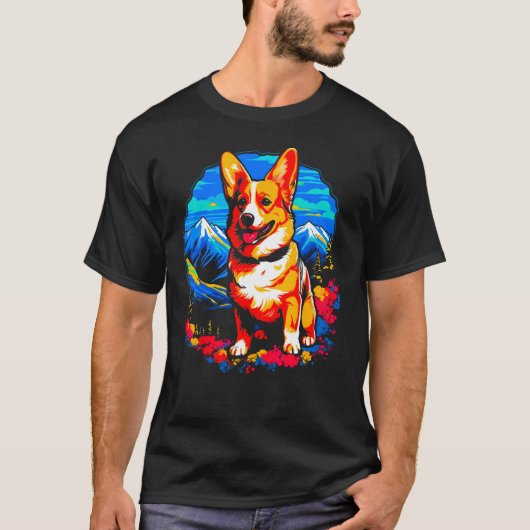 Dog Welsh Corgi Hiking Tシャツ (正面)