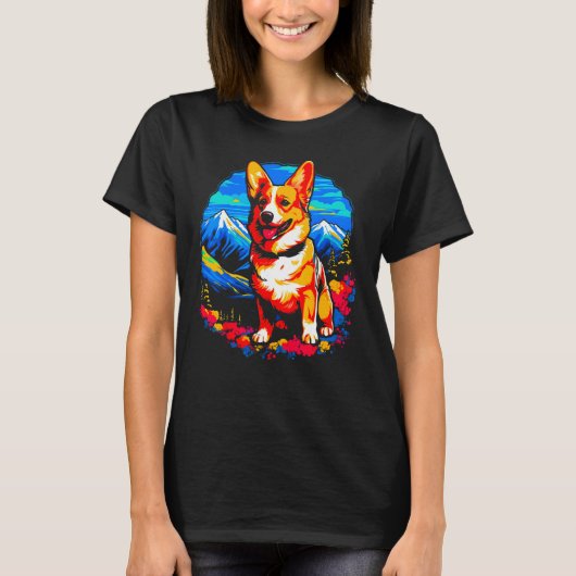 Dog Welsh Corgi Hiking Tシャツ (正面)