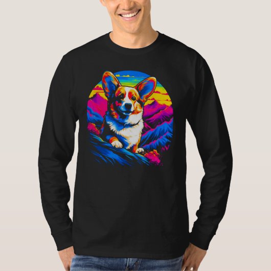 Dog Welsh Corgi Mountain Tシャツ (正面)