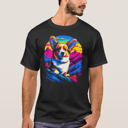 Dog Welsh Corgi Mountain Tシャツ (正面)