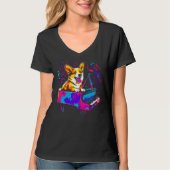 Dog Welsh Corgi Pianist Tシャツ (正面)