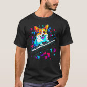 Dog Welsh Corgi Piano Tシャツ (正面)